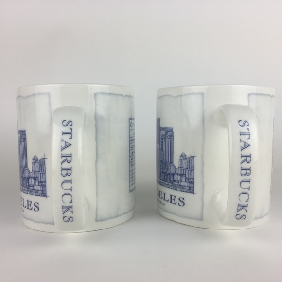 Set of 2 2010 Starbucks Los Angeles Architect Blue - Picture 2 of 8